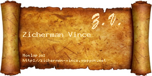 Zicherman Vince névjegykártya